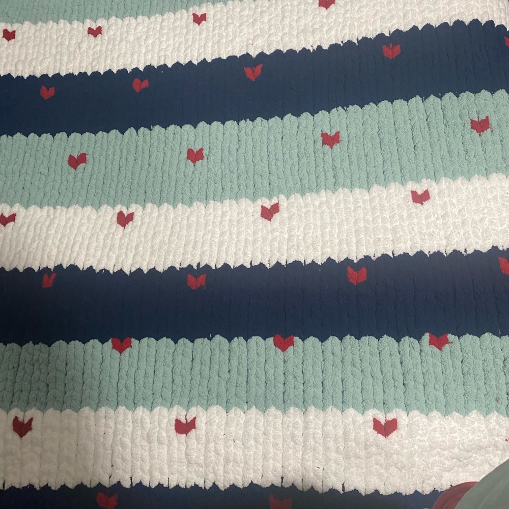 Striped Blanket with Heart Accents